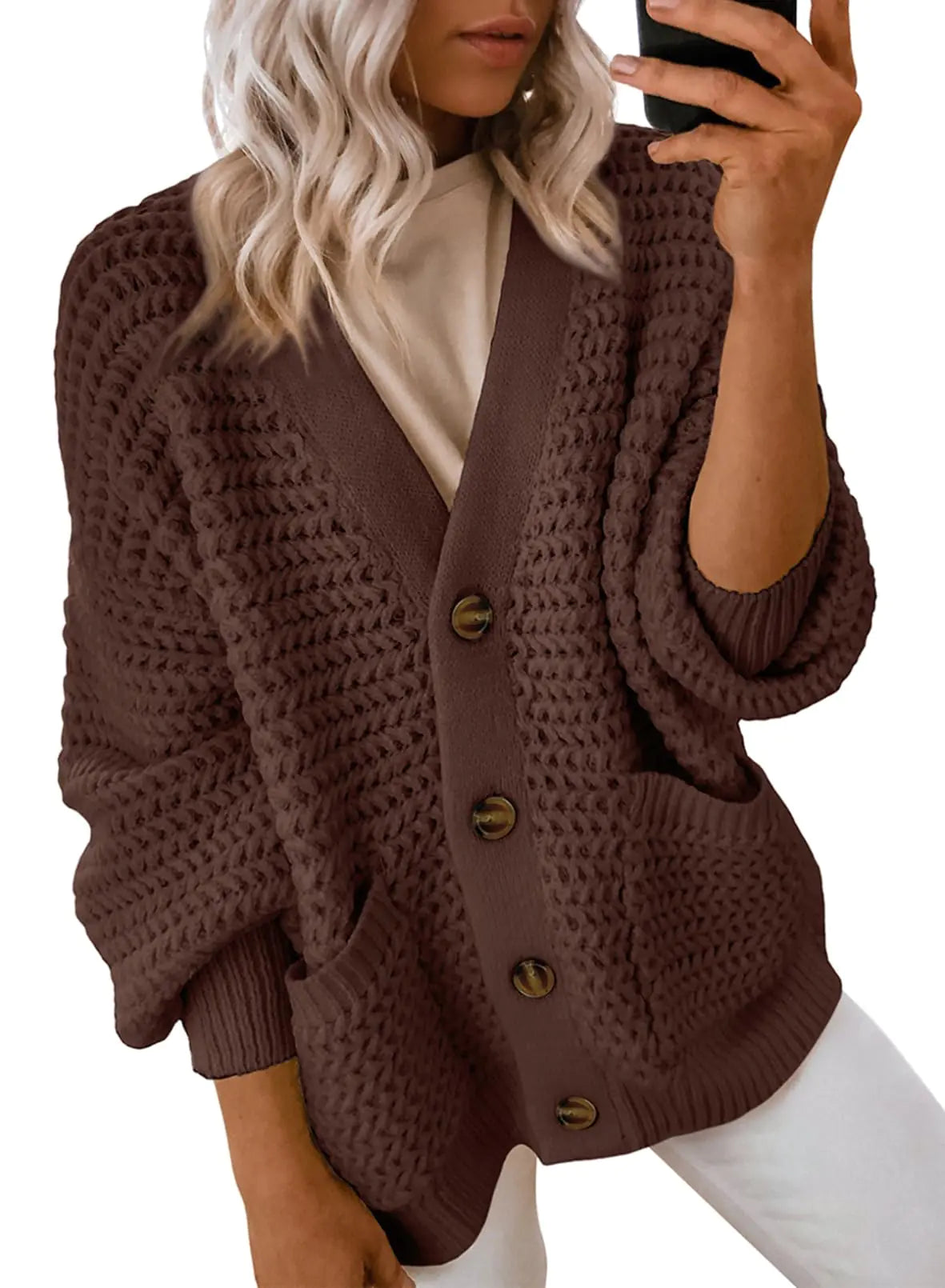 Dokotoo Trendy Open Front Chunky Sweater - Women's Cardigan Large